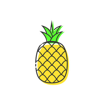 Pineapple fruit vector isolated. Cartoon pineapple icon on white background