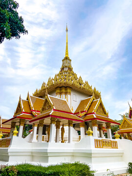 Wat Huay Mongkol temple with monk statue in Hua Hin District, Prachuap Khiri Khan, Thailand