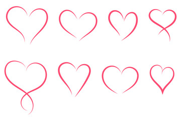 A set of red hand drawn hearts. Good for projects.	