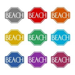 Fototapeta premium Beach sign icon isolated on white background. Set icons colorful