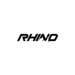 Rhino text, negative space. Word mark logo design.