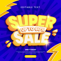 Super sale banner editable text effect