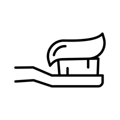 Toothbrush with toothpaste. Dental care concepts. Pictogram isolated on a white background.