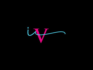 Colorful IV Logo Icon, Signature Iv vi Letter Logo Design For Luxury Fashion Brand Identity