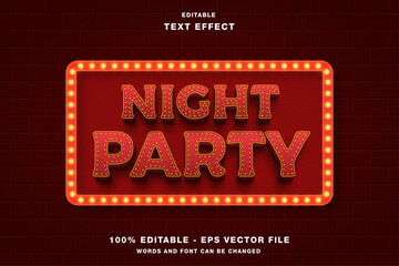 Fototapeta premium Night Party glow with Sign frame editable text effect
