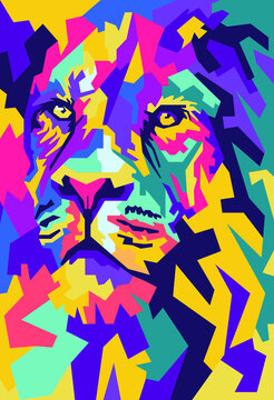 Lion Head wpap pop art Style Design vector