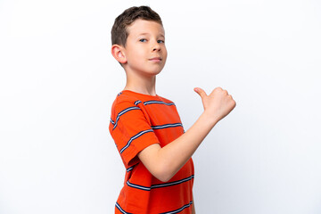 Little boy isolated on white background proud and self-satisfied