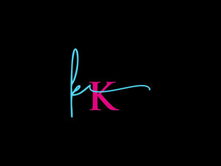 Luxury KK Signature Logo, Signature Kk kk Logo Letter Vector With Colorful Image Design For Company