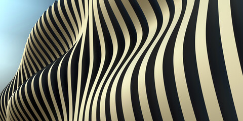 Wavy surface of dark and light stripes. Decorative backdrop. 