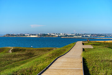 Fototapeta na wymiar Chersonese. Landscape overlooking the sea and the city.