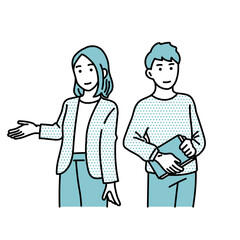 ラフな服装の男女のイラスト