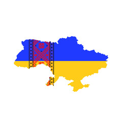 Vector illustration of the flag included in the map of Ukraine, embroidered shirt