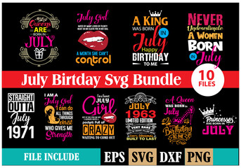 Birthday SVG Bundle for July