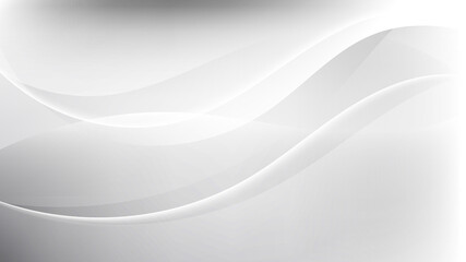 Abstract white and gray dynamic wave shapes overlapping on clean background luxury style