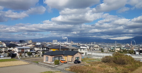 Fototapeta na wymiar Japan City Housing View from Shinkansen