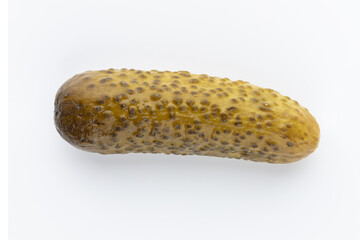 Pickled cucumbers isolated on white.