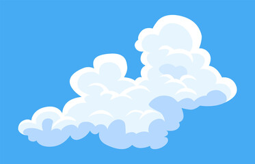 Cartoon clouds. Abstract white cloudscape icon symbol. Vector cloudy landscape or simplicity nature aerial panorama. Round shapes in flat style