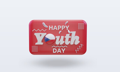 3d youth day Czech Republic flag rendering front view