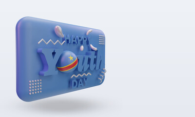 3d youth day Democratic Congo flag rendering left view