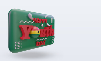 3d youth day Ghana flag rendering left view