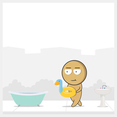 Man takes a shower with a duck 