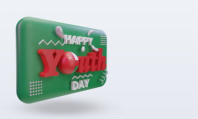 3d youth day Oman flag rendering left view