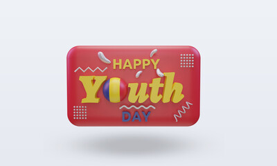 3d youth day Romania flag rendering front view