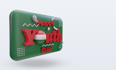 3d youth day Tajikistan flag rendering left view