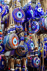 Traditional Turkish amulet Evil Eye or blue eye (Nazar boncugu). Souvenir of Turkey and traditional turkish amulet