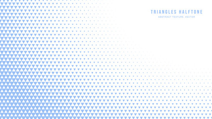 Triangles Halftone Pattern Modern Geometry Abstract Vector Pale Blue Smooth Rounded Border Isolated On White Background. Half Tone Art Graphic Minimal Pure Light Wallpaper. Round Form Blur Abstraction