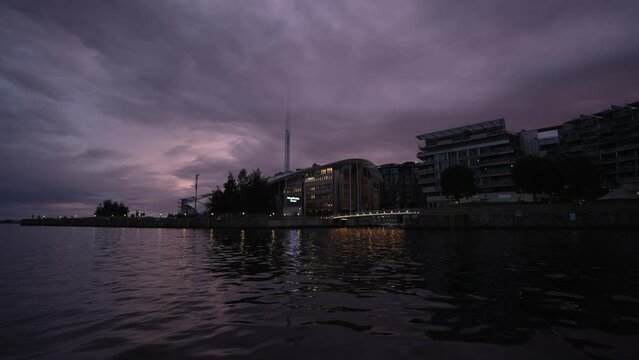 Aker Brygge In night City Center in Oslo, Norway in the evening