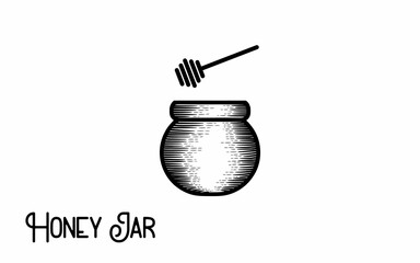 Vintage hand drawn honey jar
