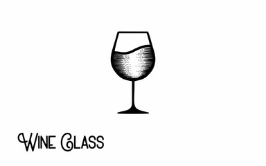 Hand drawn wine glass