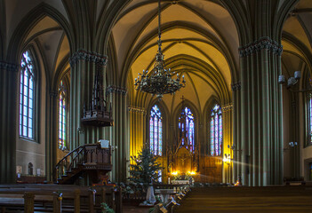Fototapeta na wymiar Interior of the Church of St. Gertrude in Riga, Latvia