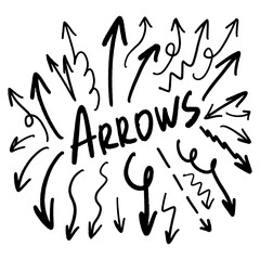 Vector set of various doodle hand drawn arrows