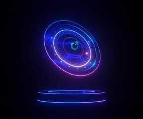 Glowing roulette with the podium isolated on black background - 3d illustration