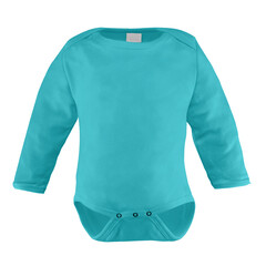 With simple multiple clicks, you may visualize your designs on this Long Sleeve Beauty Baby Bodysuit Mockup In Blue Curacao Color.