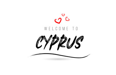 Welcome to CYPRUS country text typography with red love heart and black name
