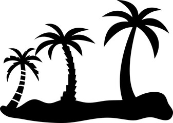 Palm trees black silhouettes icon illustration on white background..eps