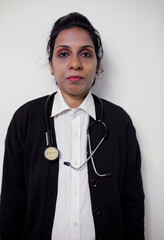 doctor woman wearing stethoscope work standing in room hospital