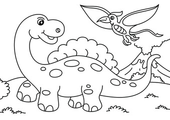 dinosaur coloring page or book for kids vector