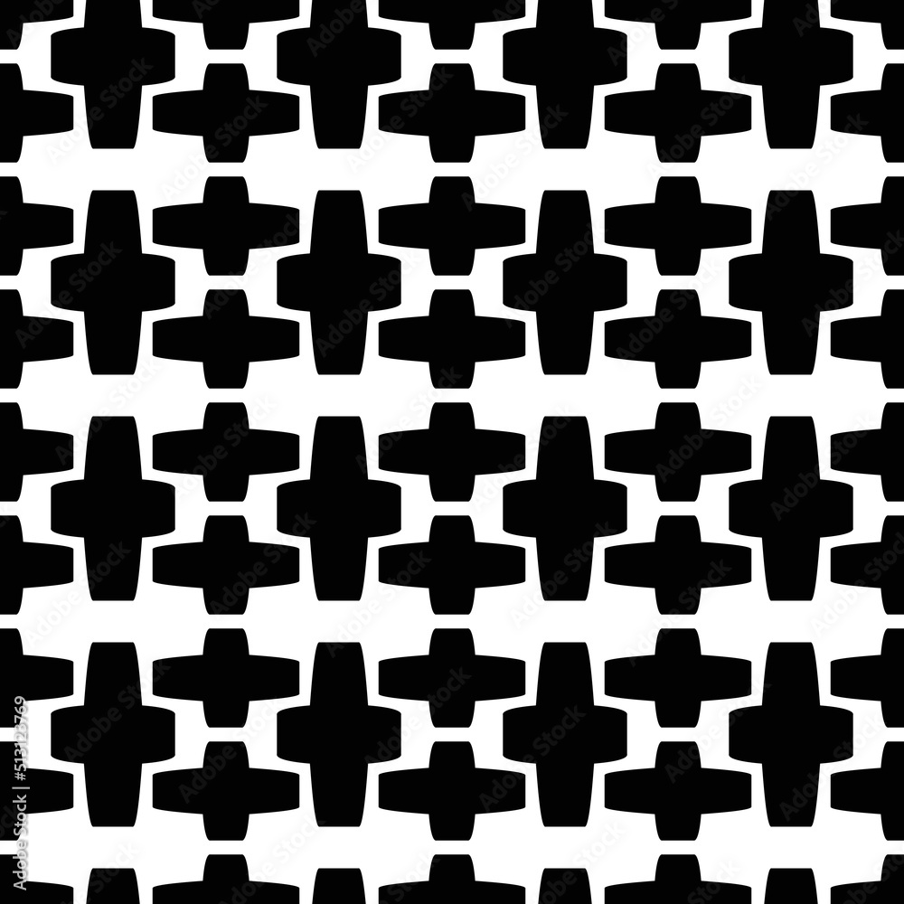Poster Pattern for print and decoration. Black tiles are cruciform. Vector repeating pattern.