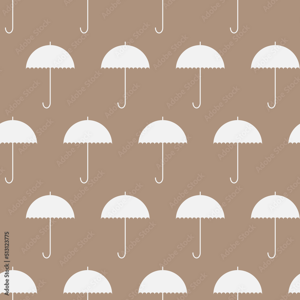 Aufkleber pattern for print and decoration. white umbrellas on a brown background. vector repeating pattern.