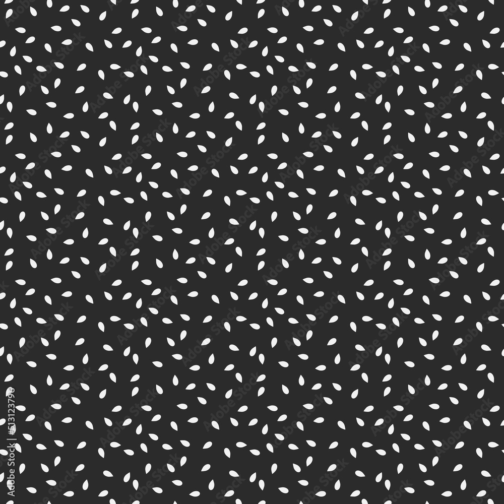 Aufkleber Pattern for print and decoration. White seeds on a black background. Vector repeating pattern.
