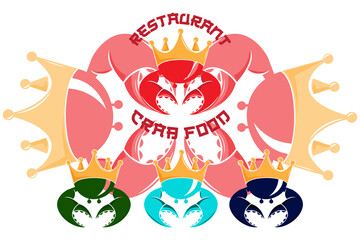 Red Crab Sea Animal Logo Vector, Seafood Making Ingredients, Illustration Design Suitable For Stickers, Screen Printing, Banners, Restaurant Companies