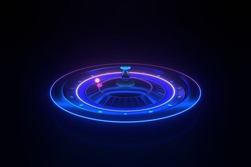 Casino roulette wheel with futuristic neon lights - 3d illustration