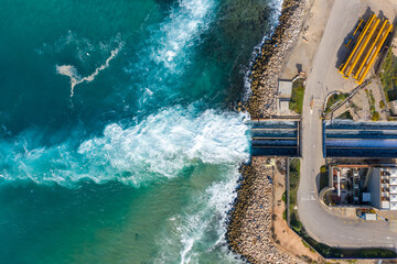 Top view The largest water desalination facility in the world, Hadera Israel