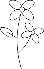 summer flowers. Black and white doodle illustration isolated on white background.  Doodles of plants and flowers Illustration