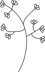 summer flowers. Black and white doodle illustration isolated on white background.  Doodles of plants and flowers Illustration