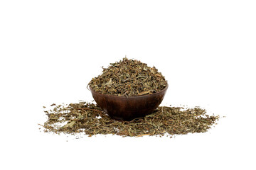 Raw natural shankh pushpi convolvulus pluricaulis on white background